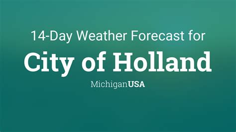 10 day forecast for holland mi. Holland - West Michigan Regional Airport (KBIV) Lat: 42.75°NLon ... Wind Speed: Calm: Barometer: 30.06 in (1016.2 mb) Dewpoint: 48°F (9°C) Visibility: 10.00 mi: Last update: 5 Oct 7:53 pm EDT : More Information: Local Forecast Office More Local Wx 3 Day History Mobile Weather Hourly Weather Forecast. Extended Forecast for Holland MI ... 