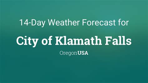 10 day forecast klamath falls. South southwest wind 5 to 10 mph becoming light and variable after midnight. Sunday. Sunny, with a high near 81. Light and variable wind becoming south southwest 9 to 14 mph in the afternoon. Winds could gust as high as 21 mph. Sunday Night. Partly cloudy, with a low around 50. Columbus Day. A 40 percent chance of rain, mainly after 11am. 