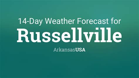 10 day forecast russellville ar. Cloudy skies early will become partly cloudy later in the day. Slight chance of a rain shower. High near 80F. Winds SSW at 10 to 15 mph. Tomorrow night Fri 10/13 Low 50 °F. 2% Precip. / 0.00in ... 