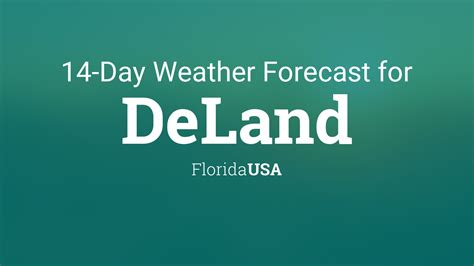 10 day weather forecast deland florida. Florida, United States Of America. Over the next 14 days the Deland forecast suggests the average daytime maximum temperature will be around 34°C, with a high for the two weeks of 38°C expected on the afternoon of Thursday 9th. The average minimum temperature will be 21°C, dipping to its lowest on the morning of Tuesday 30th at 18°C. 