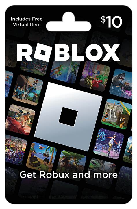 Roblox $10 Gift Card Specifications General Product Name $10 Physical Gift Card [Includes Free Virtual Item] Brand Roblox Model Number ROBLOX $10 V20 Card Information. 