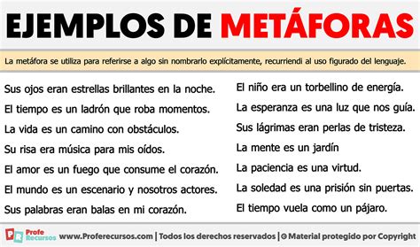 10 Ejemplos De Metafora