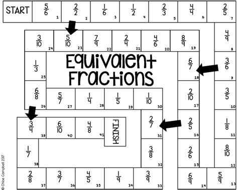 10 Equivalent Fractions Puzzles Activities Free Printables Complete The Equivalent Fractions - Complete The Equivalent Fractions