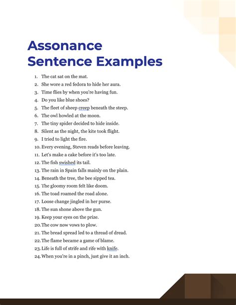 10 examples of assonance sentence