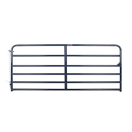 10 foot gate tractor supply. Details: 12 ft. (L) x 50 in. (H) Galvanized Gate. 1 3/4 in. diameter steel tubing. Galvanized finish ensures longer life in the field. Mounting hardware & snap chains included. Weight: 51 lbs. All 1-3/4" gates are 3" shorter than listed length to allow for gate hardware and proper clearance. Specifications. 