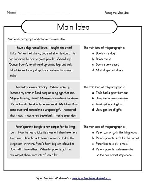 10 Free Main Idea Worksheets Pdf Eduworksheets Main Idea Activities Middle School - Main Idea Activities Middle School