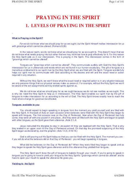 10 levels of praying in tongues