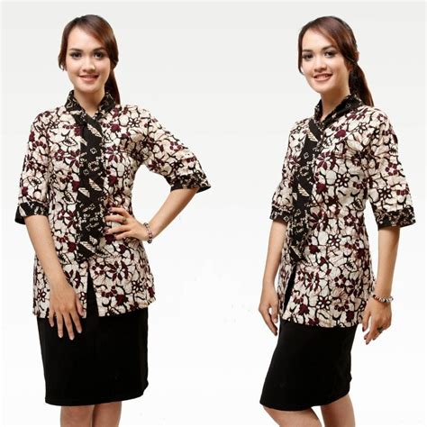 10 Model Baju Batik Kantor Wanita Kombinasi Eksotis Baju Kantor - Baju Kantor