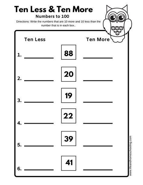10 More 10 Less Worksheet Math Resource Teacher Ten More And Ten Less - Ten More And Ten Less