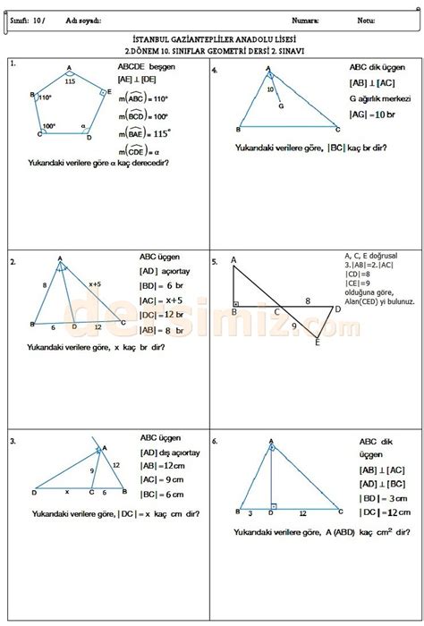 10 sınıf geometri 1 dönem 2 yazılı soruları