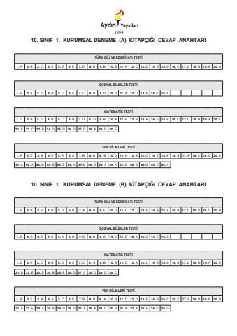 10 Sınıf Workbook Cevapları