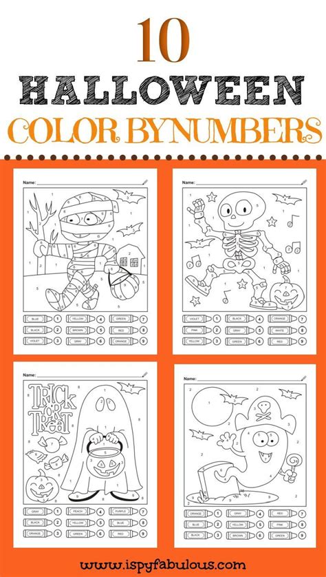 10 Spooktacular Halloween Color By Number Printables I Easy Halloween Color By Number - Easy Halloween Color By Number