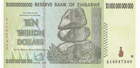 The country's central bank issued 1 trillion, 10 trillion and 100 trillion dollar notes. ... Zimbabwe used to have a Z$100,000,000,000,000 note - one trillion Zimbabwean dollars.. 