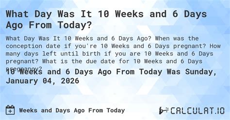 10 Weeks Ago Today