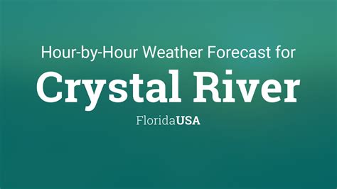The warmest day over the next 26 days weather in Crystal River is forecast to be Sunday 26th May 2024 at 29°C (84°F) and the warmest night on Tuesday 11th June 2024 at 25°C (77°F). Read more The average temperature over the next 26 days in Crystal River from this forecast is 26°C (79°F) and there will be 14 days of sunshine .