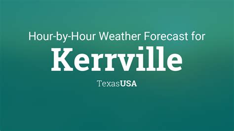 10-day forecast for kerrville texas. Patchy fog between 9am and 11am. Otherwise, mostly sunny, with a high near 87. South wind 5 to 10 mph. Tuesday Night. Increasing clouds, with a low around 68. South southeast wind 10 to 15 mph. Wednesday. A 40 percent chance of showers and thunderstorms after 2pm. Mostly cloudy, with a high near 83. 