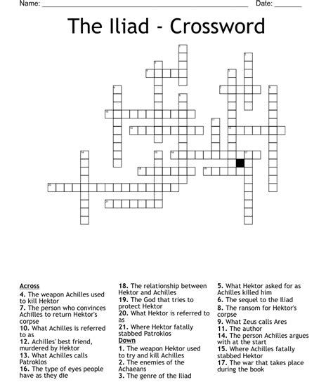 The crossword clue Shakespearean character in the ''Iliad'' with 7 letters was last seen on the March 17, 2022. We found 20 possible solutions for this clue. We found 20 possible solutions for this clue.. 