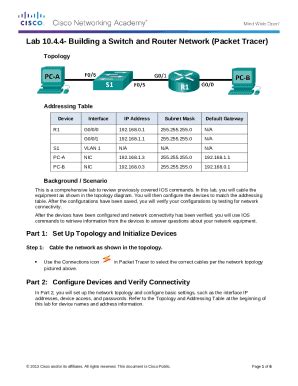 10.4.4 Lab Build a Switch and Router Network (Answers) Doc Template