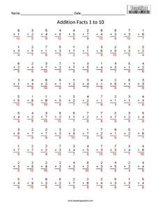 100 Addition Facts To 10 D Teaching Squared