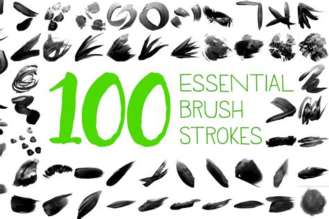 100 Essential Brush Strokes Brushes ~ Creative Market