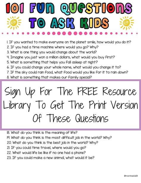 100 Funny Questions To Ask Your Kids - Lady and the …