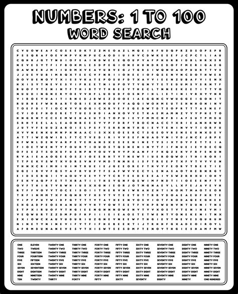 100 Word Search Printable