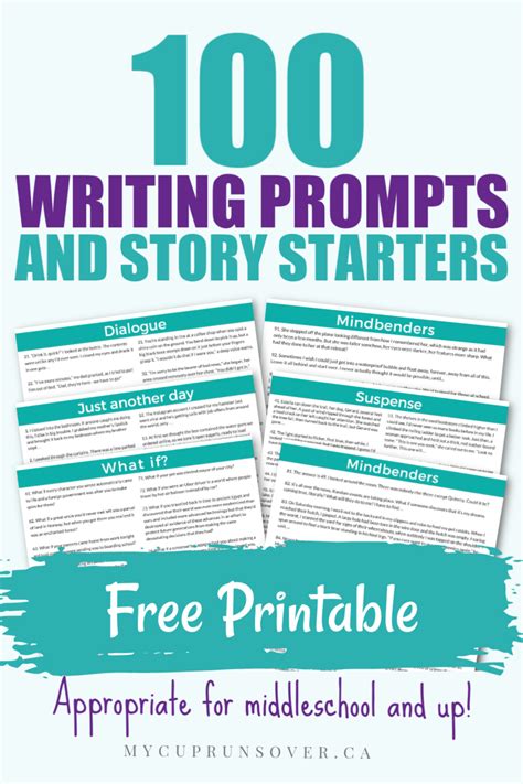 100 Creative Writing Prompts For Middle School Writing Exercises For Middle Schoolers - Writing Exercises For Middle Schoolers