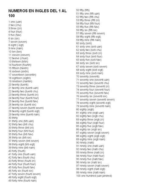 100 En Inglés