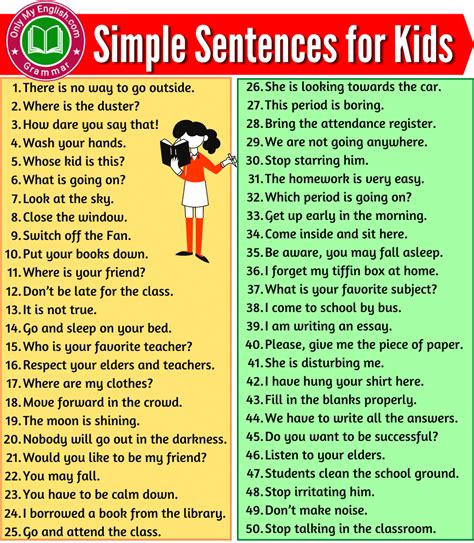 100 English Sentences For Kids Kids English English Short Sentences For Kids - Short Sentences For Kids