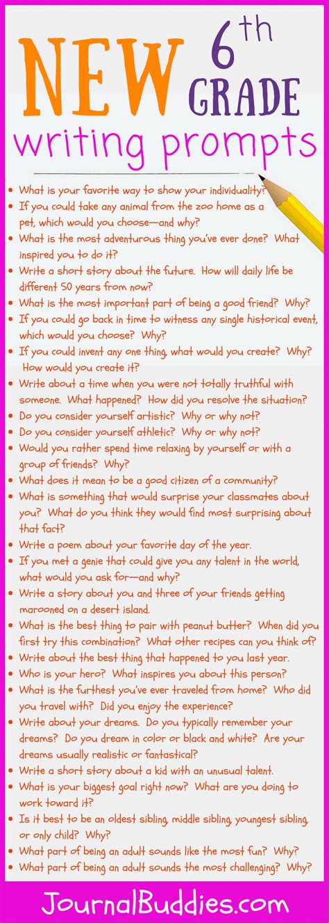100 Entertaining 6th Grade Writing Prompts Yourdictionary Writing Prompts For Sixth Grade - Writing Prompts For Sixth Grade