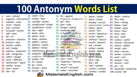 100 Examples Of Antonyms With Sentences In English Sentences With Opposite Words - Sentences With Opposite Words