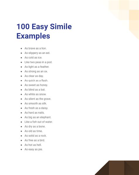 100 Examples Of Similes