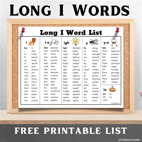 100 Free Printable Long I Words List Making Long I Words Spelled With I - Long I Words Spelled With I