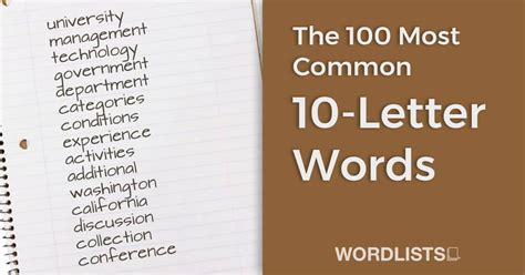 100 Most Common 10 Letter Words Word Lists 1 To 10 Letter Words - 1 To 10 Letter Words