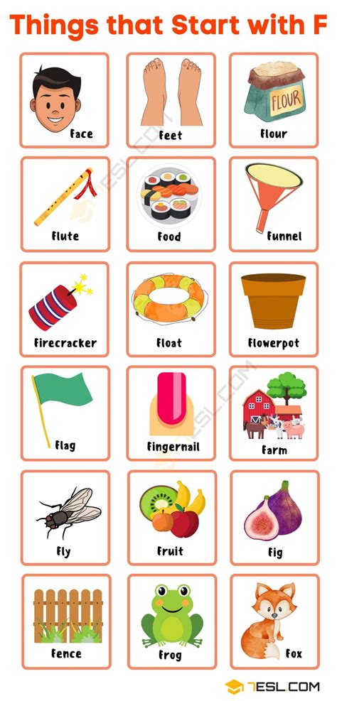 100 Objects That Start With F Alphabet Items Preschool Words That Start With F - Preschool Words That Start With F