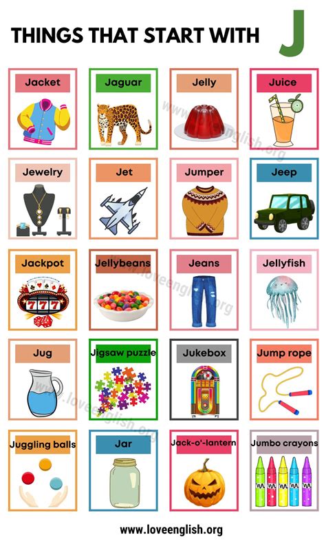 100 Objects That Start With J Alphabet Items Preschool Words That Start With J - Preschool Words That Start With J