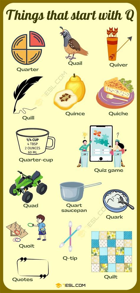 100 Objects That Start With Q Alphabet Items Kindergarten Words That Start With Q - Kindergarten Words That Start With Q