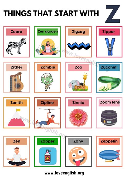 100 Objects That Start With Z Inspirethemom Com Preschool Words That Start With Z - Preschool Words That Start With Z