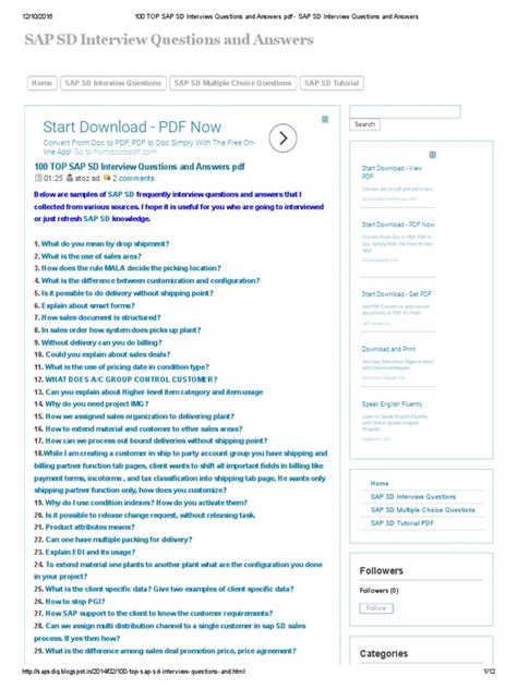 100 Top Sap Sd Interview Questions And Answers Sap Sd Interview Questions And Answers