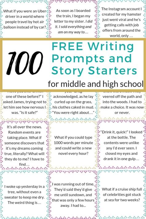 100 Writing Prompts For Middle School Kids Writing Templates For Middle School - Writing Templates For Middle School