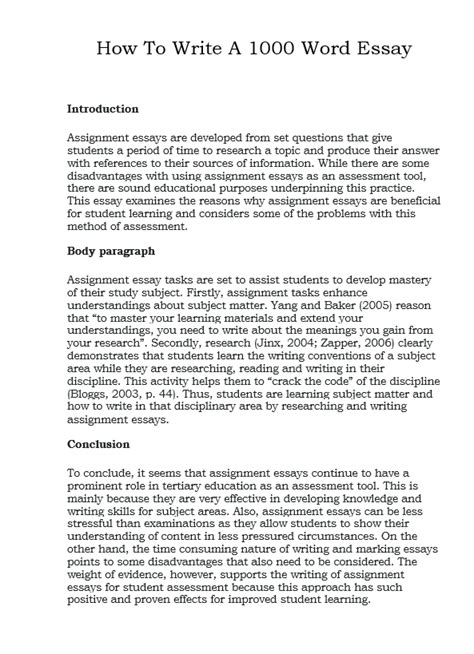 Read Online 1000 Word Essay Example 