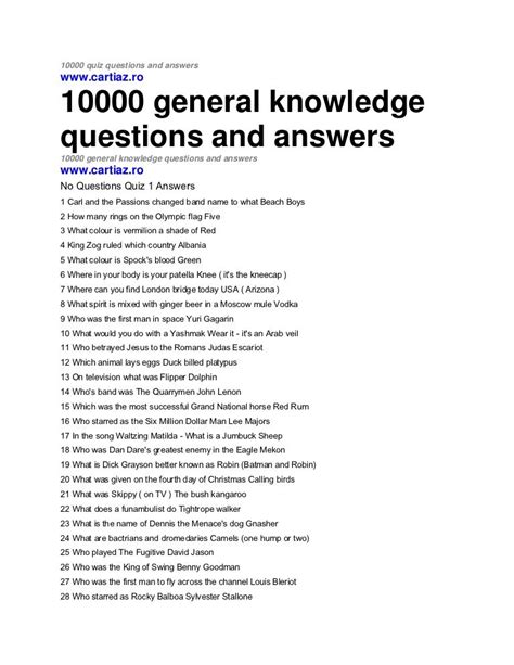 Download 10000 Quiz Questions And Answers Cartiaz 