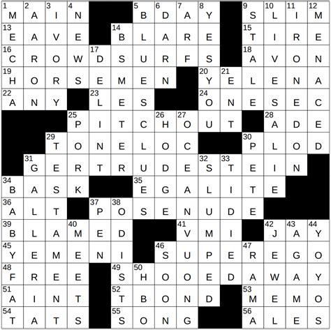 1001-22 NY Times Crossword 1 Oct 22, Saturday