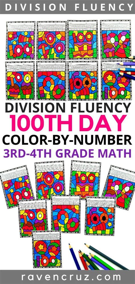 100th Day Of School Division Color By Number Division Color By Number 5th Grade - Division Color By Number 5th Grade