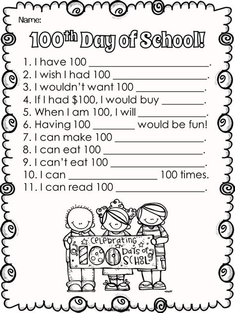 100th Day Worksheet   100th Day Of School Writing Prompts Worksheet Printables - 100th Day Worksheet