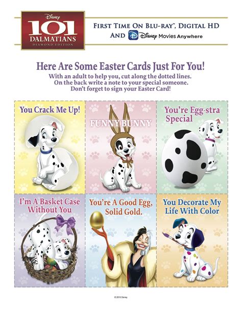 101 Dalmatians Easter Cards Just For You Disney Easter Disney Party Diy Dalmatian