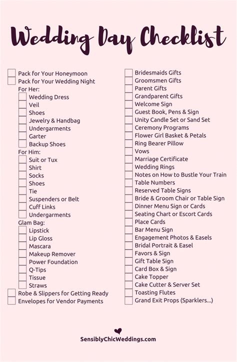 101 Things to Do On Your Wedding Day