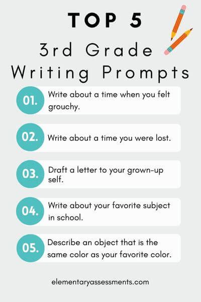 101 Great Third Grade Writing Prompts Elementary Assessments Writing Prompts 3rd Grade - Writing Prompts 3rd Grade
