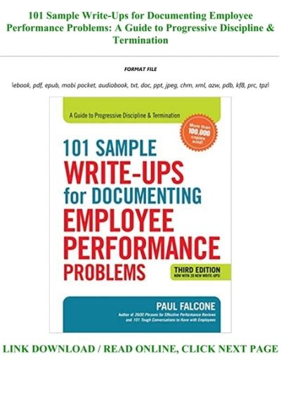 101 Sample Write Ups For Documenting Employee Performance Problems: A Guide To Progressive Discipline And Termination