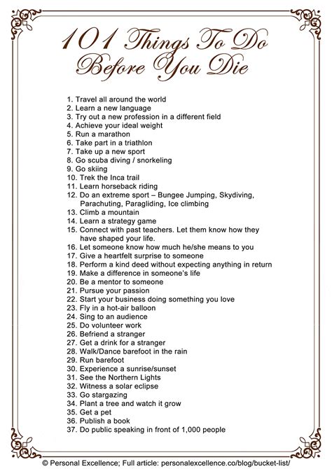 101 Things To Do Before You Die
